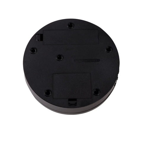 Bottom view of Motorized Rotating Display Stand With Electric Turntable For Products Photography Display Jewelry Watch 3D Models Cake Collectibles featuring ports and mounting holes.