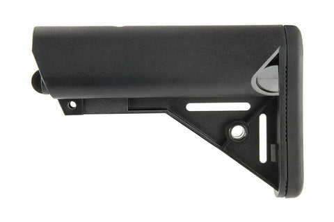 Fixed Airsoft Stock Lightweight Polymer Non Collapsible With Comfortable Rubber Butt Pad Durable Black Finish Easy Install