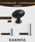 Package contents of Oval Matte Black Cabinet Knobs 10 Pack For Kitchen And Furniture By EAXINTA including knob and screws