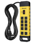 10 Outlet Power Strip With 15ft Cord And Flat Plug UL Listed Surge Protector 1440 Joules Heavy Duty Industrial Power Strip