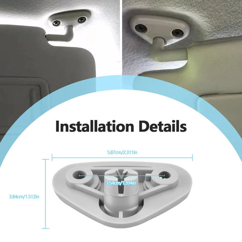 Subaru Sun Visor Mount Clip Gray Driver Side Repair Bracket For Forester Impreza Crosstrek WRX STI installation guide with dimensions