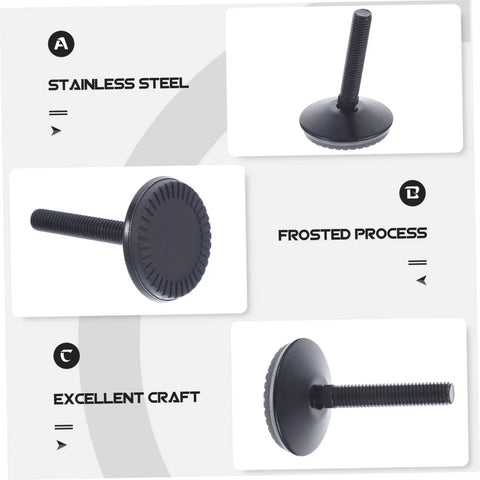 Premium Set Of Four Furniture Levelers Featuring Swivel Foot Screws, showcasing stainless steel and frosted finish for stability.