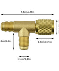 Two Pack Quick Coupler Access Tee Valve Adapters One Quarter Inch SAE Brass With Built In Valve Core And Swivel Connector