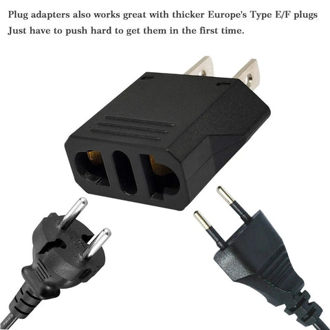 European To US Plug Adapter 2 Pack Type E F To Type A B Fireproof CE Certified 120V 220240V 6A Travel Ready