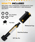 Heavy Duty Trailer Hitch Pin Lock For 2 Inch Receivers, 5/8 Inch Diameter With Extra Long 2 3/4 Inch Pin, Includes Two Keys