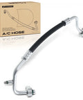 Top Shelf A C Discharge Line Hose Kit Compatible With Jeep Wrangler JK 2007 Through 2011 38 Liter V6 High Pressure Compressor To Condenser Easy Bolt Up Replacement Sick On The Trail, showing a black rubber and metal hose.