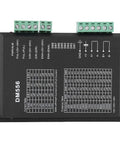 DM556 Two Phase Stepper Motor Driver for 24V to 50V DC, 1.0 to 5.6A Bipolar PWM Control front view with switch settings
