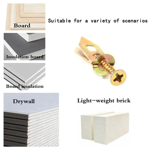 50 Piece Drywall Anchors And Self Tapping Screws Kit For Plasterboard, 10x30mm, Yellow Zinc Plated Carbon Steel, Rust Resistant, Self Drilling No Prep Install For Strong Wall Mounts for drywall and insulation board