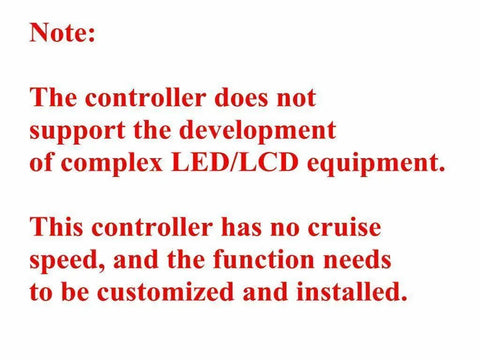 Note about Heavy Duty 48V 1500W Brushless Motor Speed Controller For Electric Scooter detailing its limitations.