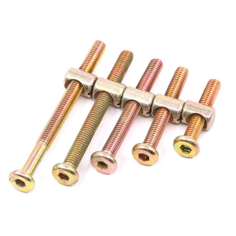 100-Piece M6 Zinc Plated Crib Screws Kit With Hex Drive Socket Cap Barrel Screws And Nuts For Furniture, Cots, Beds, Cribs, And Chairs