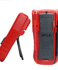 Back view of red All In One Digital Multimeter For Electronics Repair Pro Grade DC AC Voltmeter Ohm Volt Amp Diode And Continuity Tester