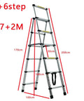 Heavy Duty 5 And 6 Step A Frame Telescoping Ladder, 5.34 Ft Reach, Foldable And Lightweight, 330 Lb Capacity, Wide 74 Mm Pedals With Rubber Feet, Easy To Store, Home Shop Pro Grade, 1.7m x 2.0m