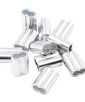 Heavy Duty Aluminum Wire Rope Ferrules With Double Hole Oval Shape For Bulletproof Cable Fastening and Slick Pipe Clamps.