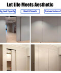 Adjustable Flush Sliding Barn Door Hardware Kit With Wall Mount No Floor Aluminum Track For Wooden Doors Hidden System installed view