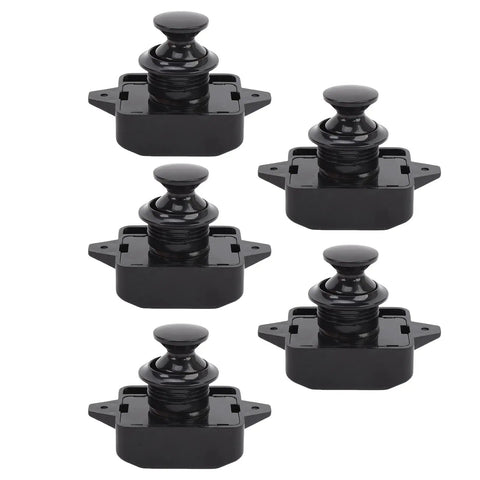 Cabinet Door Push Button Latch Kit With Zinc Alloy Lock For RV And Motorhome Durable Black Cupboard Latch multiple units