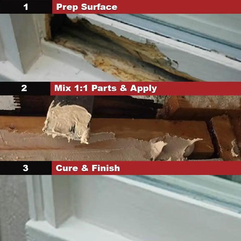 Wood Repair Epoxy Paste Kit With Mixing Tool Two Part 6 Oz In Two Cans Tan for repairing window frame damage