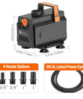 Beast Submersible Pond Pump With Adjustable Flow Up To 600GPH 2270 LPH 35W For Fountains Waterfalls Ponds Statues Hydroponics