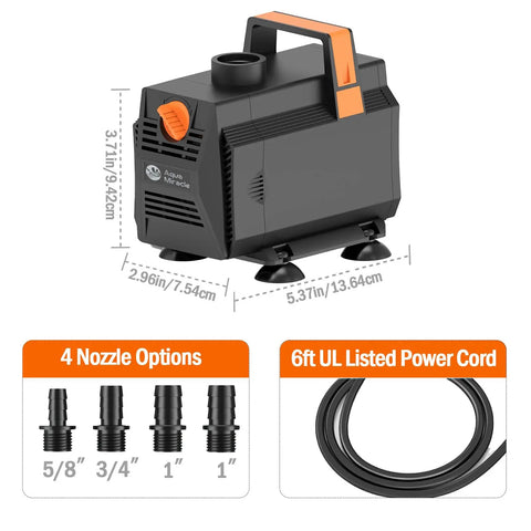 Beast Submersible Pond Pump With Adjustable Flow Up To 600GPH 2270 LPH 35W For Fountains Waterfalls Ponds Statues Hydroponics