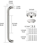 Two Pack 16 Inch Anti Slip Shower Grab Bar Handle In Chrome Stainless Steel For Bathroom Safety, Knurled Grip Hand Rail Support