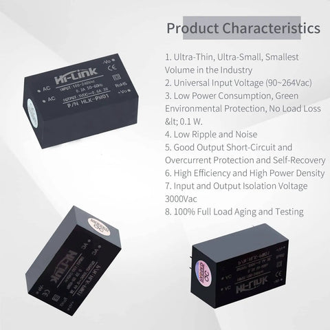 Plug And Play Mini Step-Down Power Supply HLK PM01 Isolated AC-DC Converter 220V To 5V for smart home controllers three pack