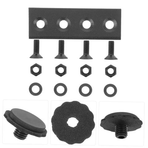 Heavy Duty Replacement Sliding Barn Door Track Connector Set With Mending Plate For Rock Solid Stable Repairs And Ultra Smooth Finish Versatile Black Design Easy Peasy Installation At Home For Diy Enthusiasts Perfect For Quick Upgrades And Seamless showing components including screws, nuts, washers