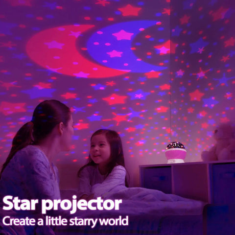 Star Projector Night Light For Girls And Kids Room Rotating Night Light With 8 Color Changing Totally Cozy Pink Baby Gift Bedtime Sky Projector To Create A Magical Night Sky Perfect Gift For Girls projecting stars on wall