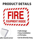 Fire Safety Warning Sign 8 By 12 Inch Aluminum Rustproof Metal Plate with bold red text 'Fire Equipment Inside'