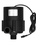 Straight Up Silent Submersible Pump Equipped With Brushless DC Motor And IP68 Waterproof Rating Built Tough Engineering Plastic Shell, top view showing connector and outlet.