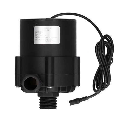 Straight Up Silent Submersible Pump Equipped With Brushless DC Motor And IP68 Waterproof Rating Built Tough Engineering Plastic Shell, top view showing connector and outlet.