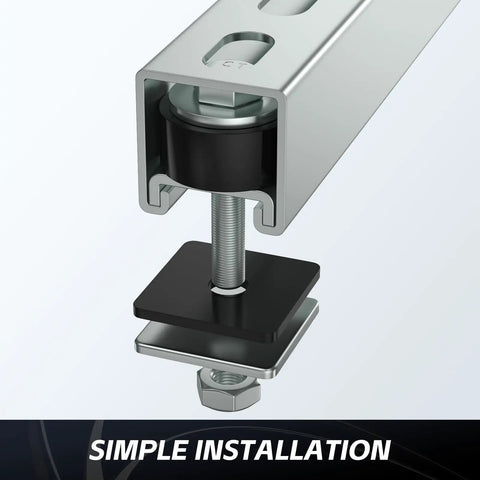 Trolley Roller Wheel Limit Stop Kit For Unistrut Channel 1-5/8 Inch Wide shown with hex nut installation