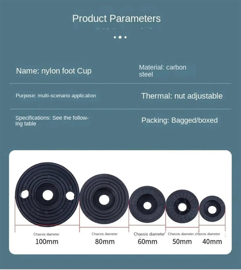 Top Shelf Adjustable Leveling Feet Glide Pads With Hella Sturdy Nylon Base And No Sweat Mounting For Secure Workbench Cabinet Machine Machinery Tool Stand Setup, varied sizes shown.