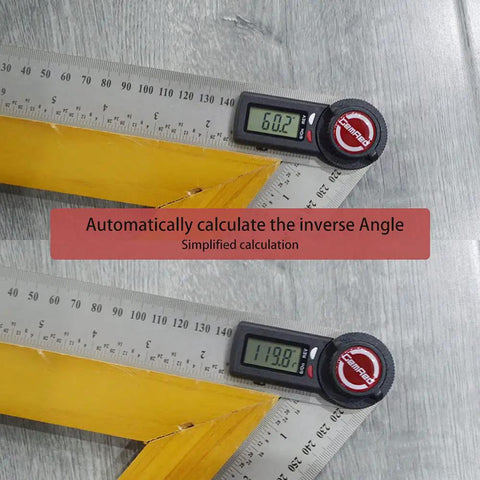 Seven Inch Stainless Steel Digital Angle Finder Delivers Killer Precision Within Point Three Degrees for Woodworking and Construction Heavy Duty Build with angle readout.