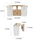 Gold Bathroom Vanity Light Fixture Dope 2 Light Modern Bath Lighting With White Frosted Glass Shades Deep Gold Finish dimensions