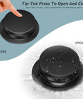 No Sweat Matte Black Bathtub Drain Kit With Two Hole Overflow Plate solid brass pop up stopper shown in open and closed positions.
