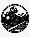 Industrial Steam Locomotive Metal Wall Art Plaque For Living Room Garage Office Porch Dope Vintage Train Decor Rustic Farmhouse Style Wall Sculpture Durable Laser Cut Metal - silhouette of vintage steam train with mountains