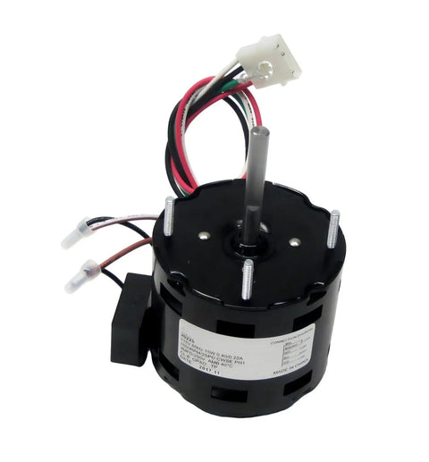 Heavy Duty Industrial Condenser Exhaust Blower Motor 1/50 Hp 115 Volt Single Phase 2 Speed Fan Motor Direct Swap For NbK 142 144 D1100 with wires and mounting features.