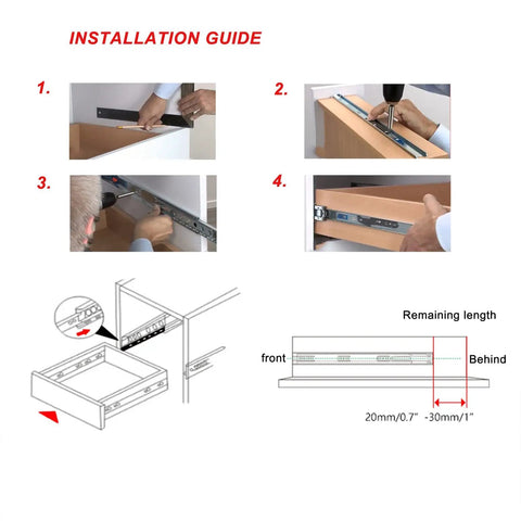 Installation guide for Beefy 3-Fold Drawer Slides With Full Extension 950mm For Kitchen Cabinets Keyboard Trays Vehicle Mods And Heavy Load