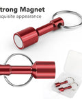 10 Pack Keychain Magnets for Gold and Jewelry Testing, red neodymium pocket magnetic tester with case, close-up view