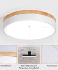 Dimmable Wood Flush Mount Ceiling Light With Round Minimalist Design Five Color Temperatures 2700K To 6000K Dial In The Right Hue