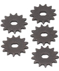 Set of 5 steel 13T chain sprockets, 10mm inner diameter, for 47cc 49cc pocket dirt bike electric scooter ATV, easy install.