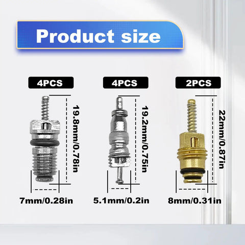 Air Conditioning Valve Core Kit For R12 And R134a With Teflon Seal Heavy Duty Refrigeration Service Valve Set measurements