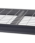 Industrial Grade Heavy Duty Steel Wireless Shelving Rack 77 X 24 X 72 Inches Black wire shelf close-up for commercial garage storage.