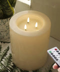 XL Flameless Pillar Candles With Remote, Outdoor Weatherproof LED Candles, 6.45 By 8 Inches, flickering warm light