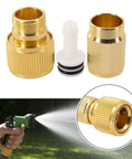 2 Pack Brass And Aluminum Alloy Garden Hose Connectors With Quick Coupling Fit Nozzles For Mist Cooling System Versatile Watering Tools Sturdy Metal Build For Daily Outdoor Use, brass hose adapter