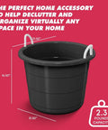 17 Gallon Heavy Duty Plastic Storage Bucket With Sturdy Rope Handle For Home Garden Garage Or Workshop Use Multipurpose Carrying Container For Tools Sports Gear Outdoor Equipment And More, dimensions 21.50x16.50"