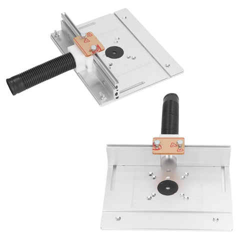 Badass Aluminum Router Lift System Kit With Smooth 180 Degree Rotation For Woodworking Enthusiasts And Inverted Routing Projects Featuring Durable Cnc Anodized Insert Plate For Hassle Free Milling And Carving Builds - close-up view showing mount and handle.