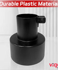 Heavy Duty 2-1/4 To 4 Inch Dust Collection Hose Adapter With Locking Clamp And Cone Reducer, black ABS plastic material.