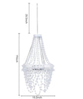 Stunning handcrafted solar crystal chandelier measuring 26.5 inches, featuring a weatherproof white metal frame, for outdoor patio decor.