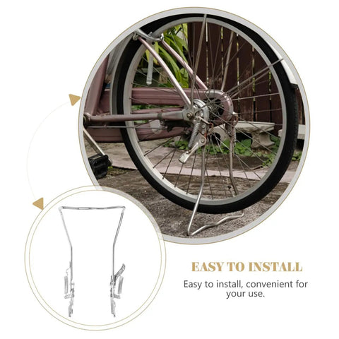 Adjustable Dual Leg Bike Kickstand with Non Slip Feet for Quick Release Tires Universal Metal Bicycle Stand attached to rear wheel.