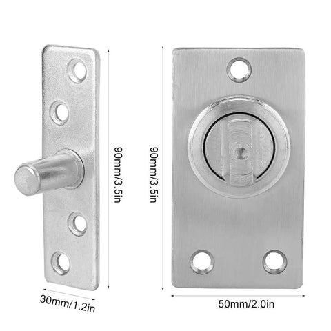 360 Degree Rotating Door Hinge For Cabinets And Alloy Doors, Rustproof Beefy Pivot In Stainless Steel And Cast Aluminum, 90mm x 50mm